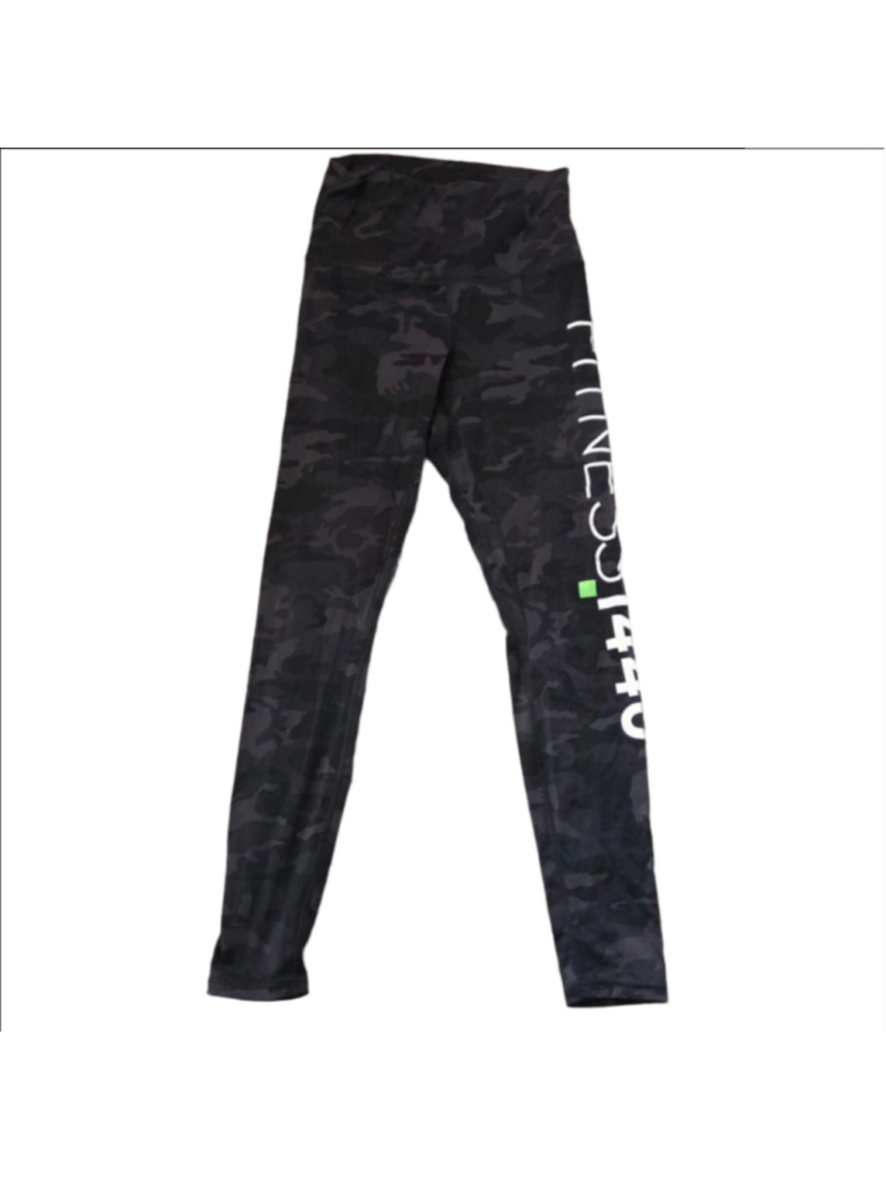 Women's Unbranded Black Camo Fitness Leggings S with Green Accent
